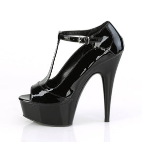 DELIGHT-649 Black Ankle Peep Toe High Heel