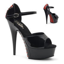 DELIGHT-660FH Black & Red Ankle Peep Toe High Heel