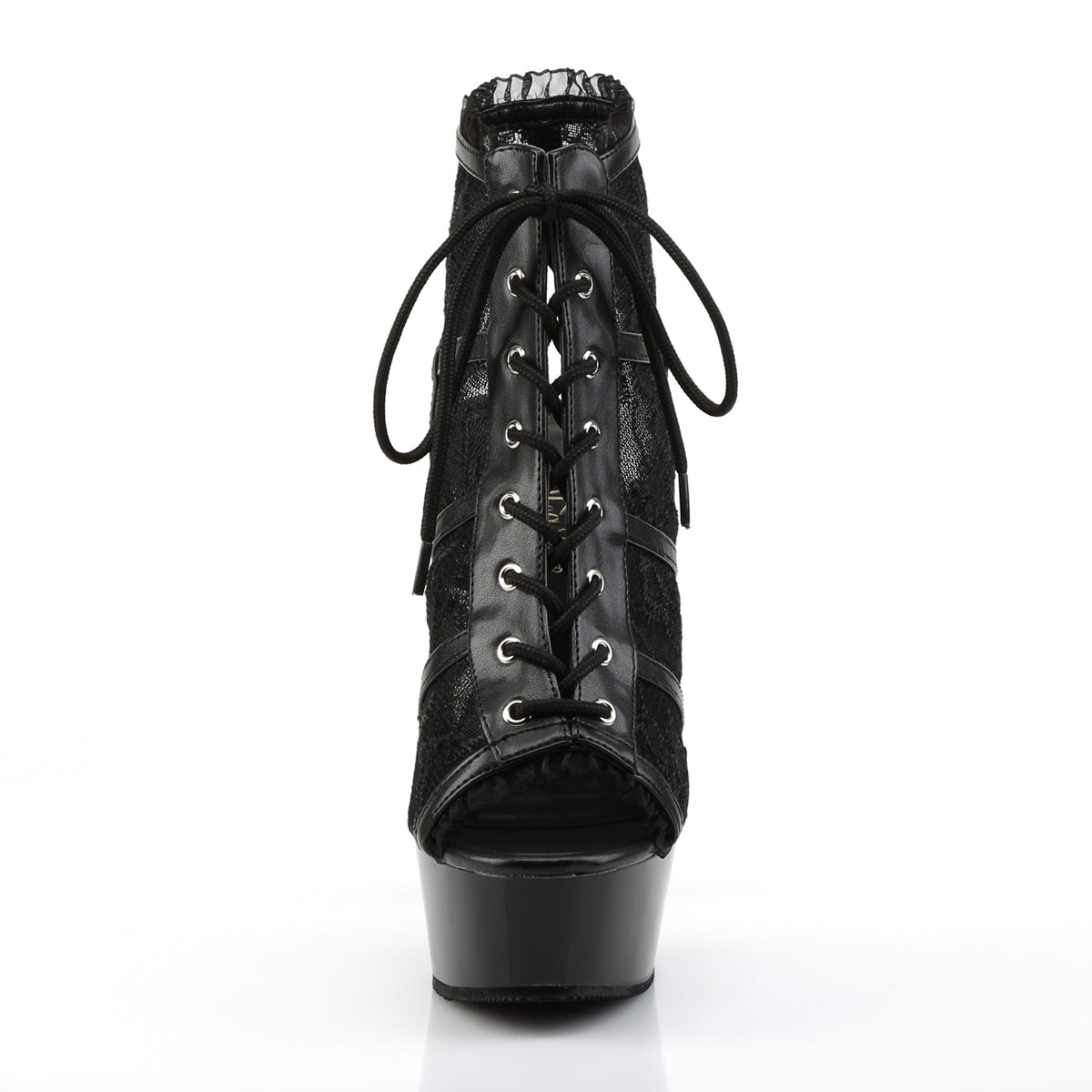 DELIGHT-696LC Black Ankle Peep Toe Boots