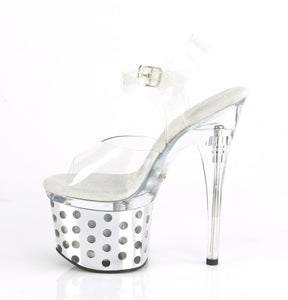 DISCOLITE-708DOTS Clear & Red Ankle Peep Toe High Heel