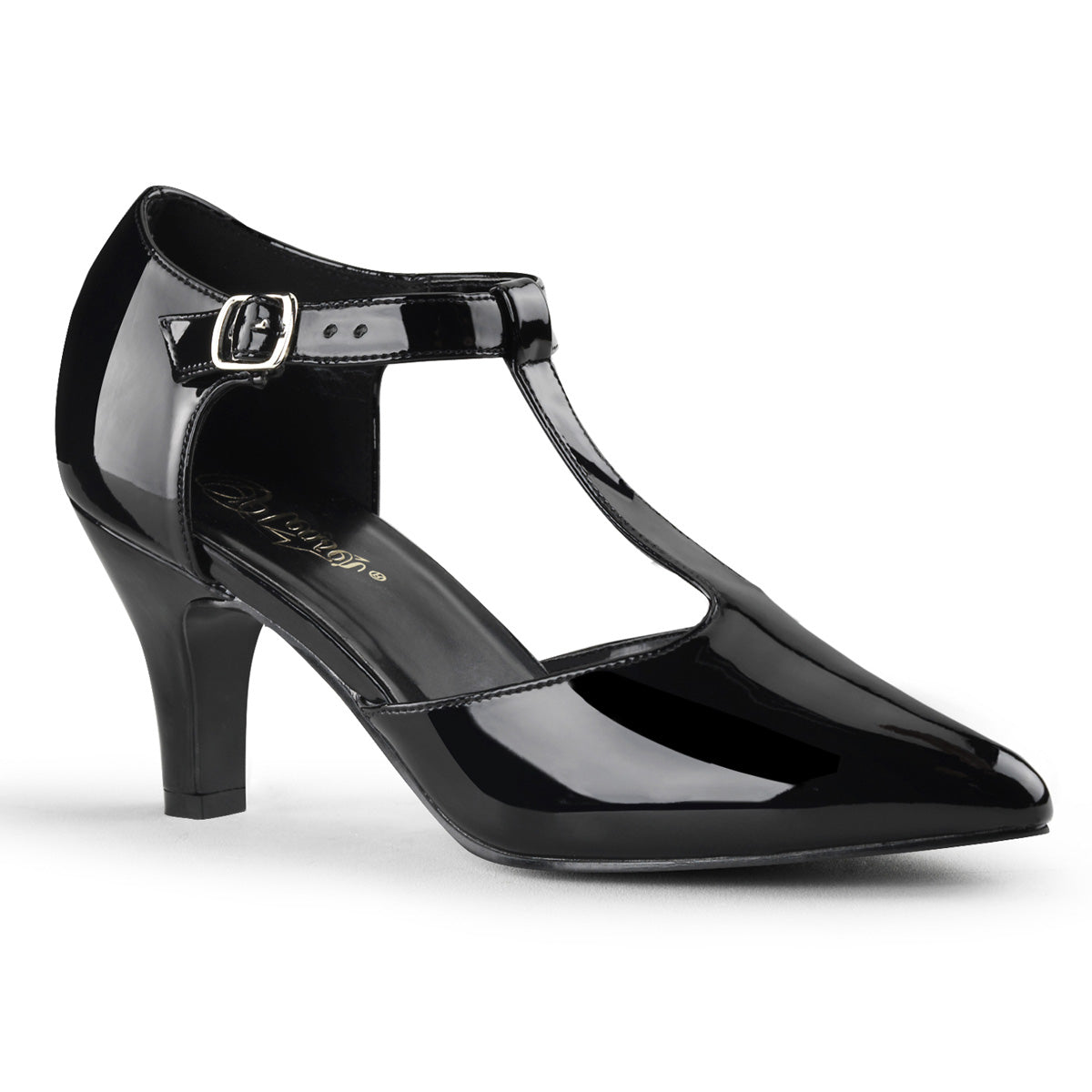 DIVINE-415 Black Ankle T-Strap Heel