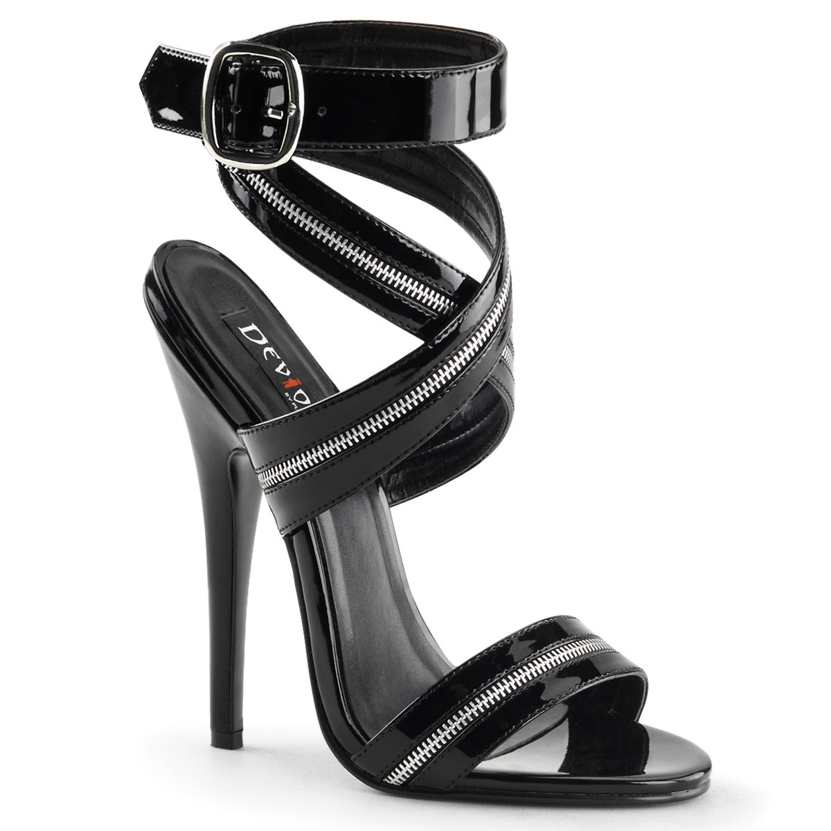 DOMINA-119 Black Ankle Sandal High Heel