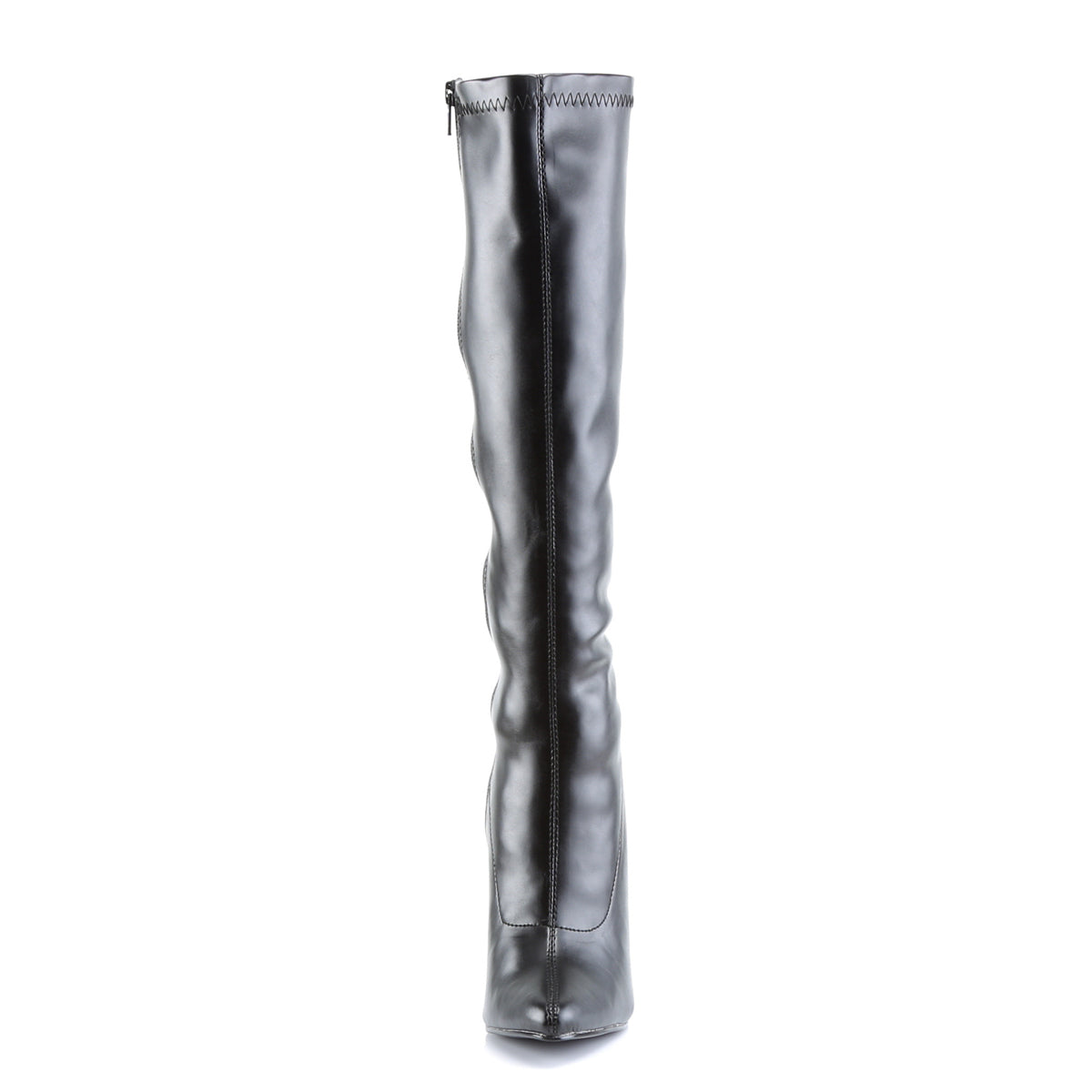 DOMINA-2000 Faux Leather Black Stiletto Knee High Boots