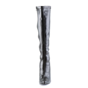 DOMINA-2000 Faux Leather Black Stiletto Knee High Boots