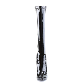 DOMINA-2000 Patent Black Stiletto Knee High Boots