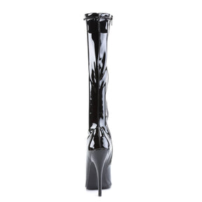 DOMINA-2000 Patent Black Stiletto Knee High Boots