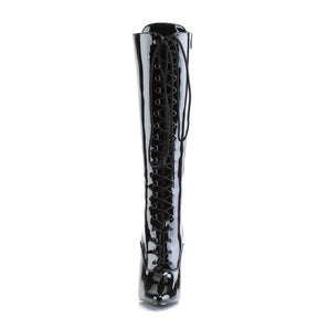 DOMINA-2020 Lace Up Stiletto Knee High Boots