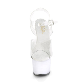 ECHOLITE-708 Clear & Blue Ankle Peep Toe High Heel