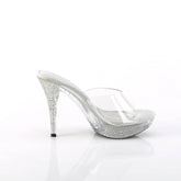 ELEGANT-401 Silver & Clear Slide High Heel