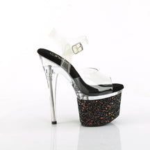 ESTEEM-708LG Black & Clear Ankle Peep Toe High Heel