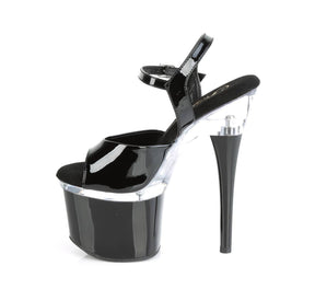 ESTEEM-709 Black Ankle Peep Toe High Heel