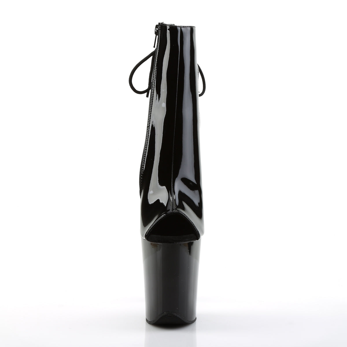 FLAMINGO-1018 Black Patent Cut Out Heel Boots