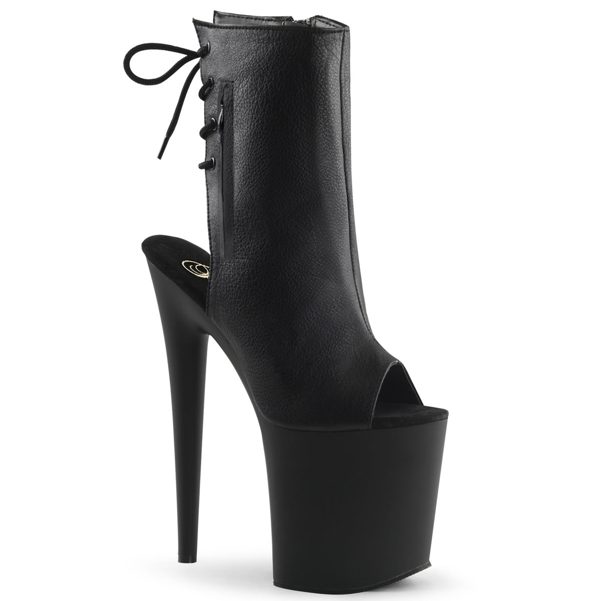 FLAMINGO-1018 Black Leather Cut Out Heel Boots