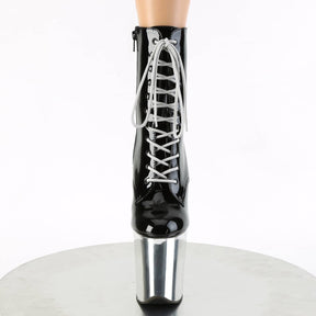 FLAMINGO-1020 Black & Silver Calf High Boots