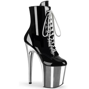 FLAMINGO-1020 Black & Silver Calf High Boots