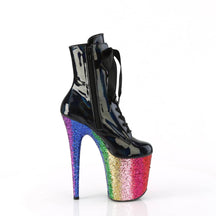 FLAMINGO-1020HG Black & Multi Colour Calf High Boots