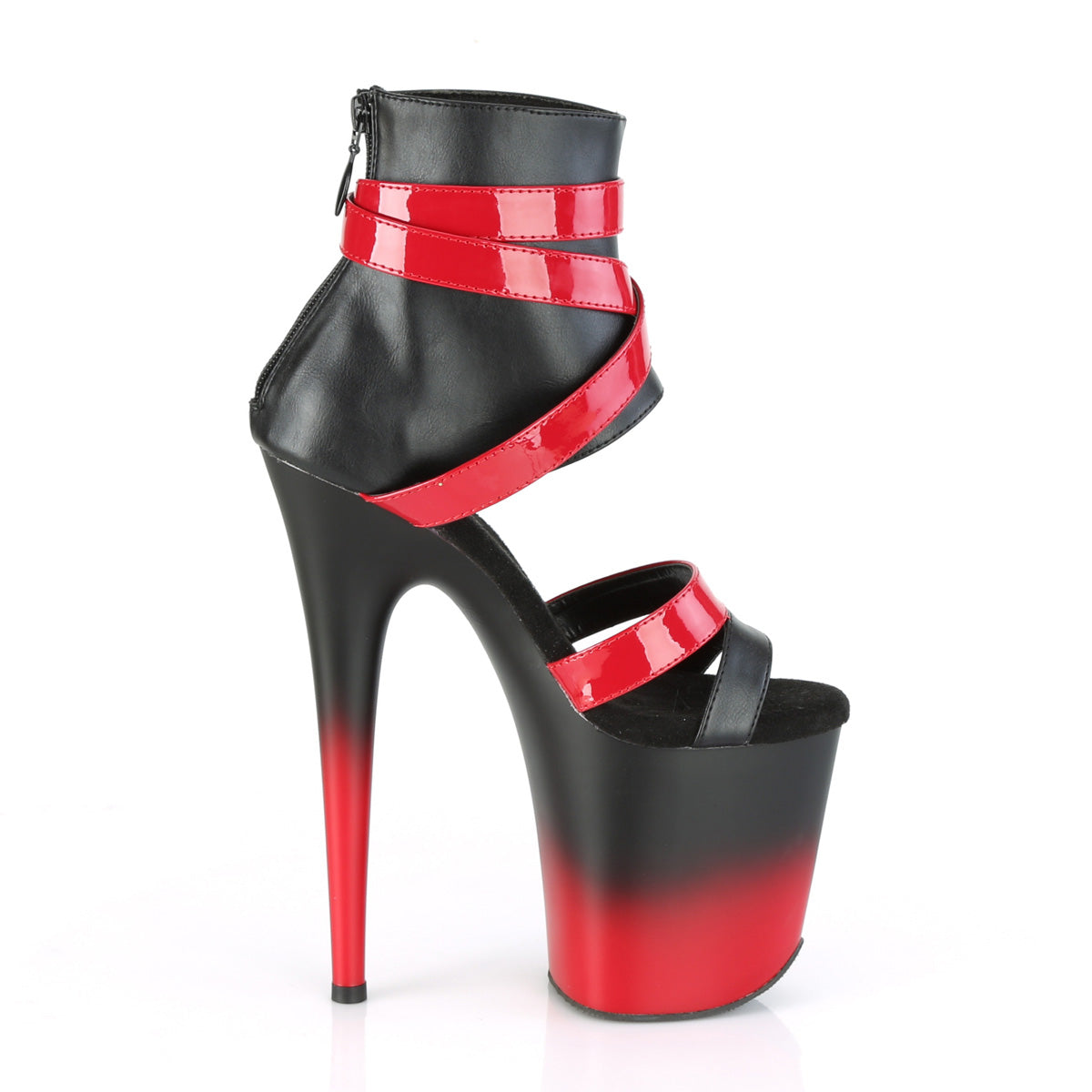 FLAMINGO-800-15 Black & Red Calf High Peep Toe High Heel