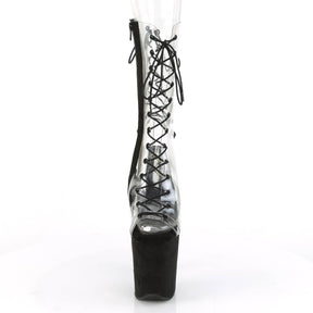 FLAMINGO-800-60FS Black & Clear Calf High Peep Toe Boots