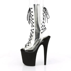 FLAMINGO-800-60FS Black & Clear Calf High Peep Toe Boots