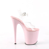 FLAMINGO-808 Pink & Clear Ankle Peep Toe High Heel