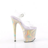 FLAMINGO-808CRF Purple & Clear Ankle Peep Toe High Heel