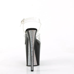 FLAMINGO-808CRS-2 Black & Clear Ankle Peep Toe High Heel