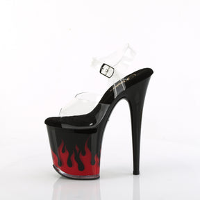 FLAMINGO-808NLFL Black & Red Ankle Peep Toe High Heel