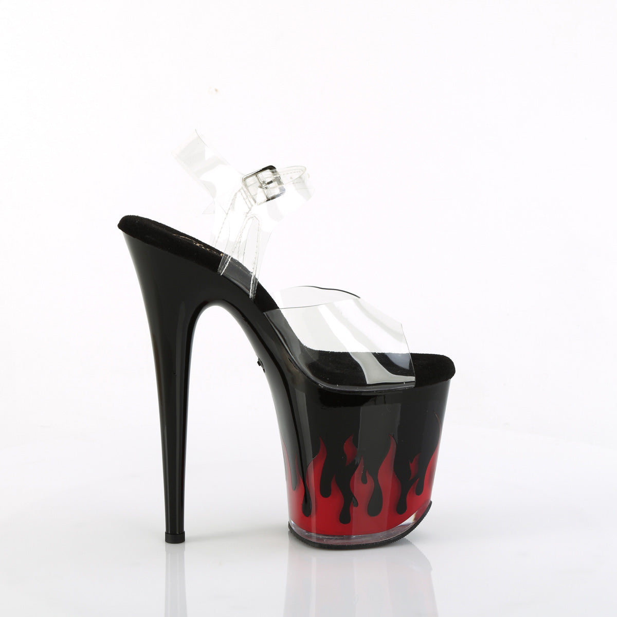 FLAMINGO-808NLFL Black & Red Ankle Peep Toe High Heel