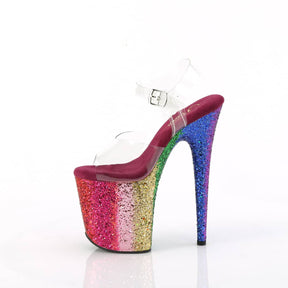 FLAMINGO-808RBG Clear & Multi Colour Ankle Peep Toe High Heel