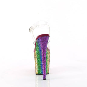 FLAMINGO-808RBG Clear & Multi Colour Ankle Peep Toe High Heel