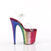 FLAMINGO-808RBG Clear & Multi Colour Ankle Peep Toe High Heel