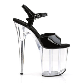 FLAMINGO-809 Black & Clear Ankle Peep Toe High Heel