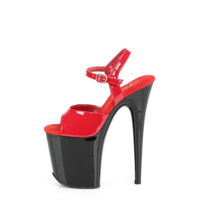 FLAMINGO-809 Black & Red Ankle Peep Toe High Heel