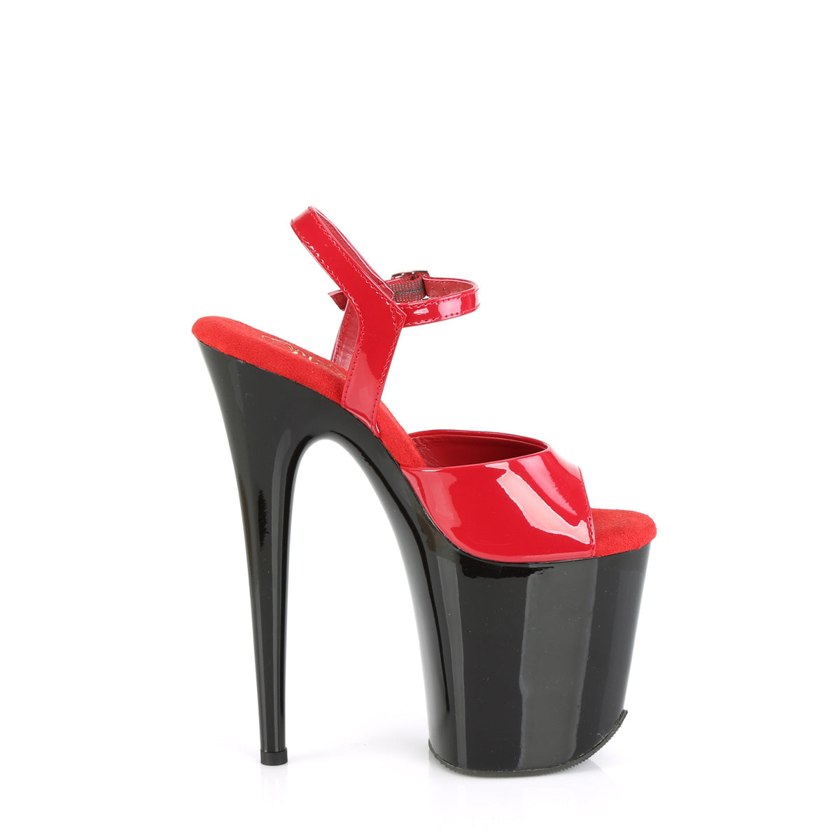 FLAMINGO-809 Black & Red Ankle Peep Toe High Heel