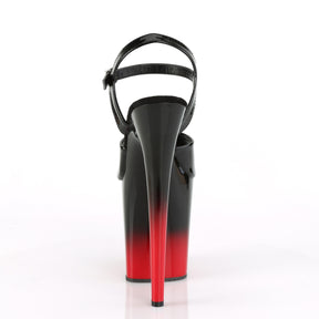 FLAMINGO-809BR-H Black & Red Ankle Peep Toe High Heel