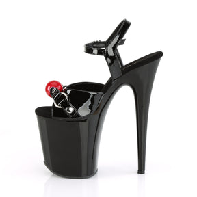 FLAMINGO-809GB Black & Red Ankle Peep Toe High Heel