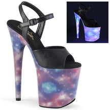 FLAMINGO-809REFL Black & Purple Ankle Peep Toe High Heel