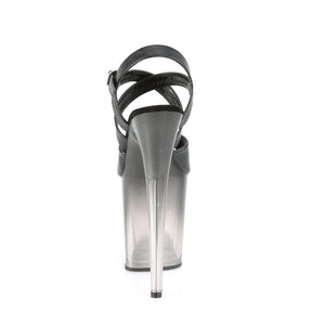FLAMINGO-822T Black & Silver Ankle Peep Toe High Heel