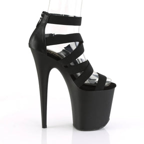 FLAMINGO-859 Black Ankle Peep Toe High Heel