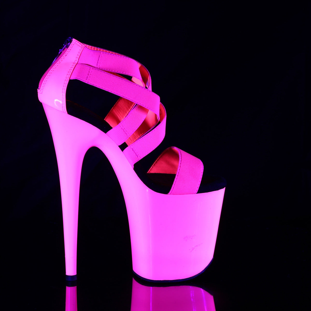 FLAMINGO-869UV Pink Ankle Peep Toe High Heel