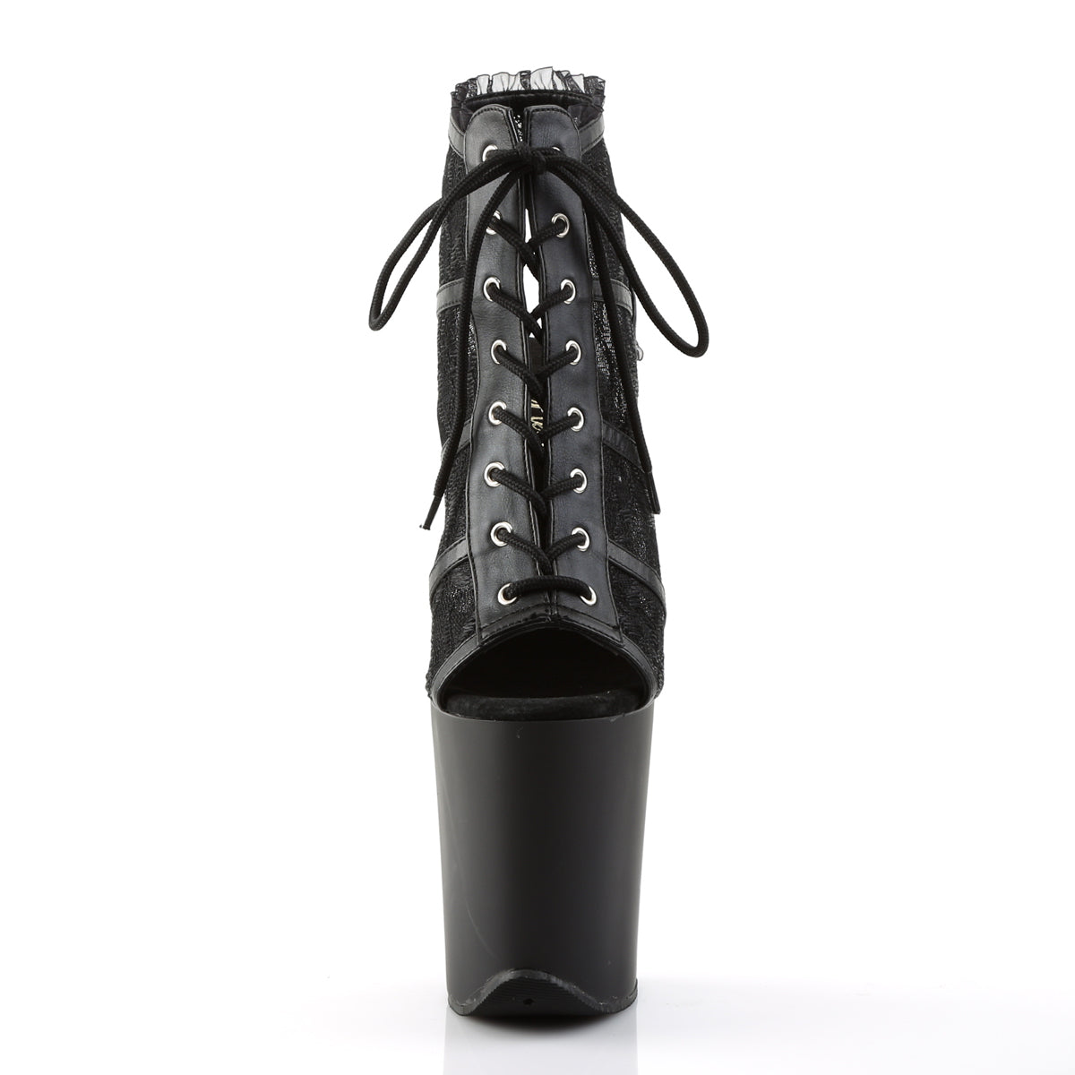 FLAMINGO-896LC Black Ankle Peep Toe Boots
