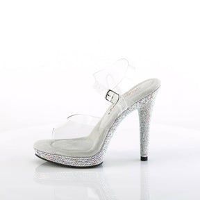 GLORY-508DM Silver & Clear Ankle Peep Toe High Heel