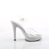 GLORY-508DM Silver & Clear Ankle Peep Toe High Heel