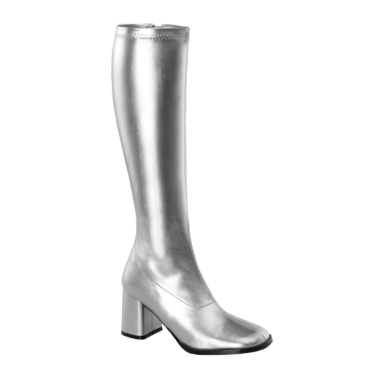 GOGO-300 Silver Knee High Boots