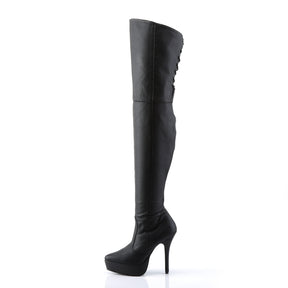 INDULGE-3011 Black Stiletto Thigh High Boots