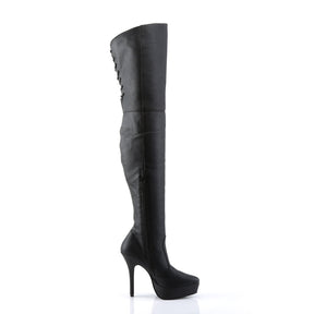 INDULGE-3011 Black Stiletto Thigh High Boots