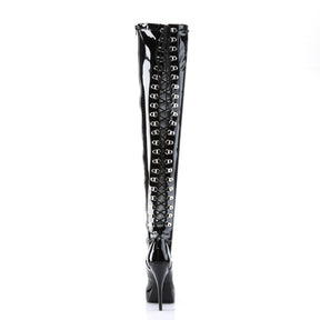 INDULGE-3063 Black Lace Up Thigh High Boots