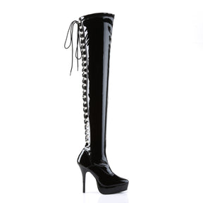 INDULGE-3063 Black Lace Up Thigh High Boots