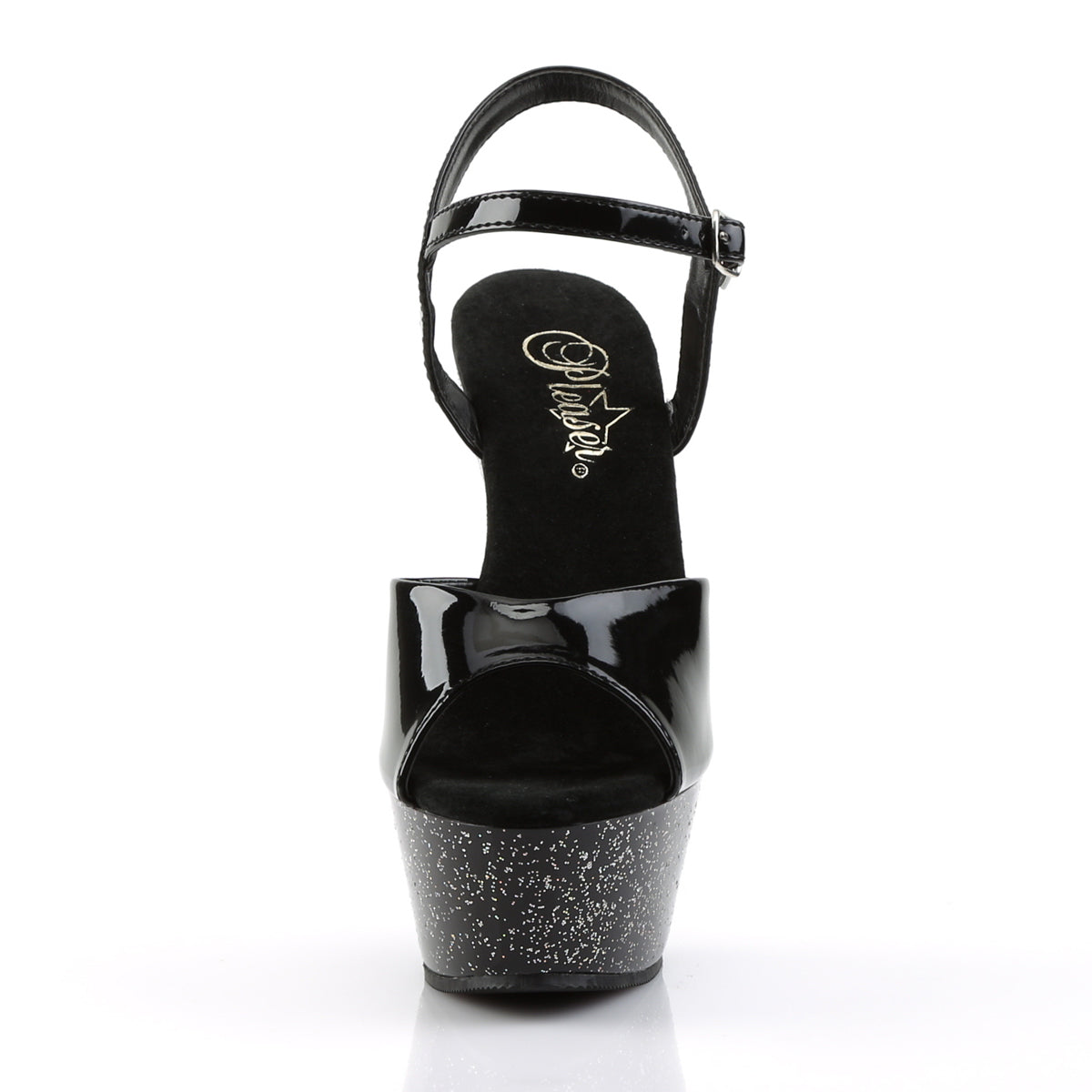 KISS-209MG Black Glitter Platform Sandals