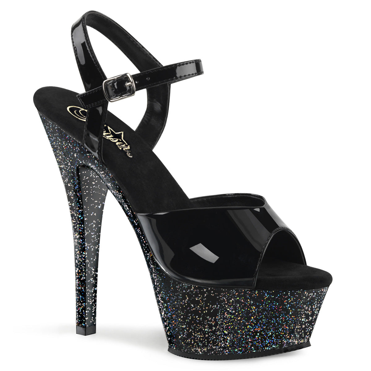 KISS-209MG Black Glitter Platform Sandals